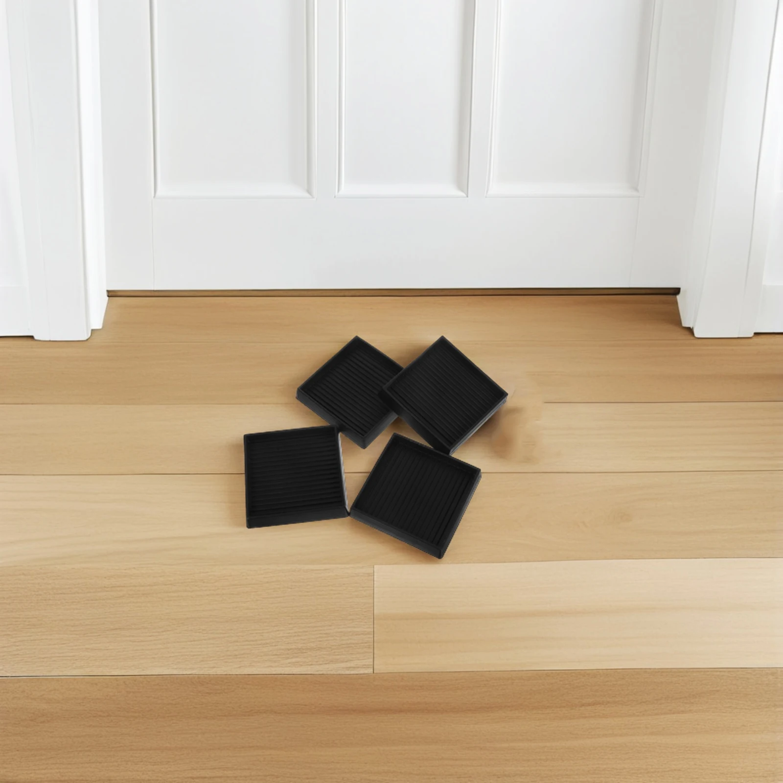 

4Pcs Furniture Pads Square Rubber Caster Cups Non-Slip Floor Protectors for Hardwood Antislip Stability Pressure Resistant Easy