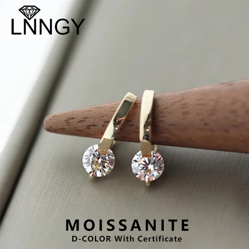 

Серьги-кольца Lnngy, серебро 925, сверкающие 6,5 мм, 1 карат, серьги с муассанитом и сертификатом для женщин, свадебные украшения, подарок для влюбленных
