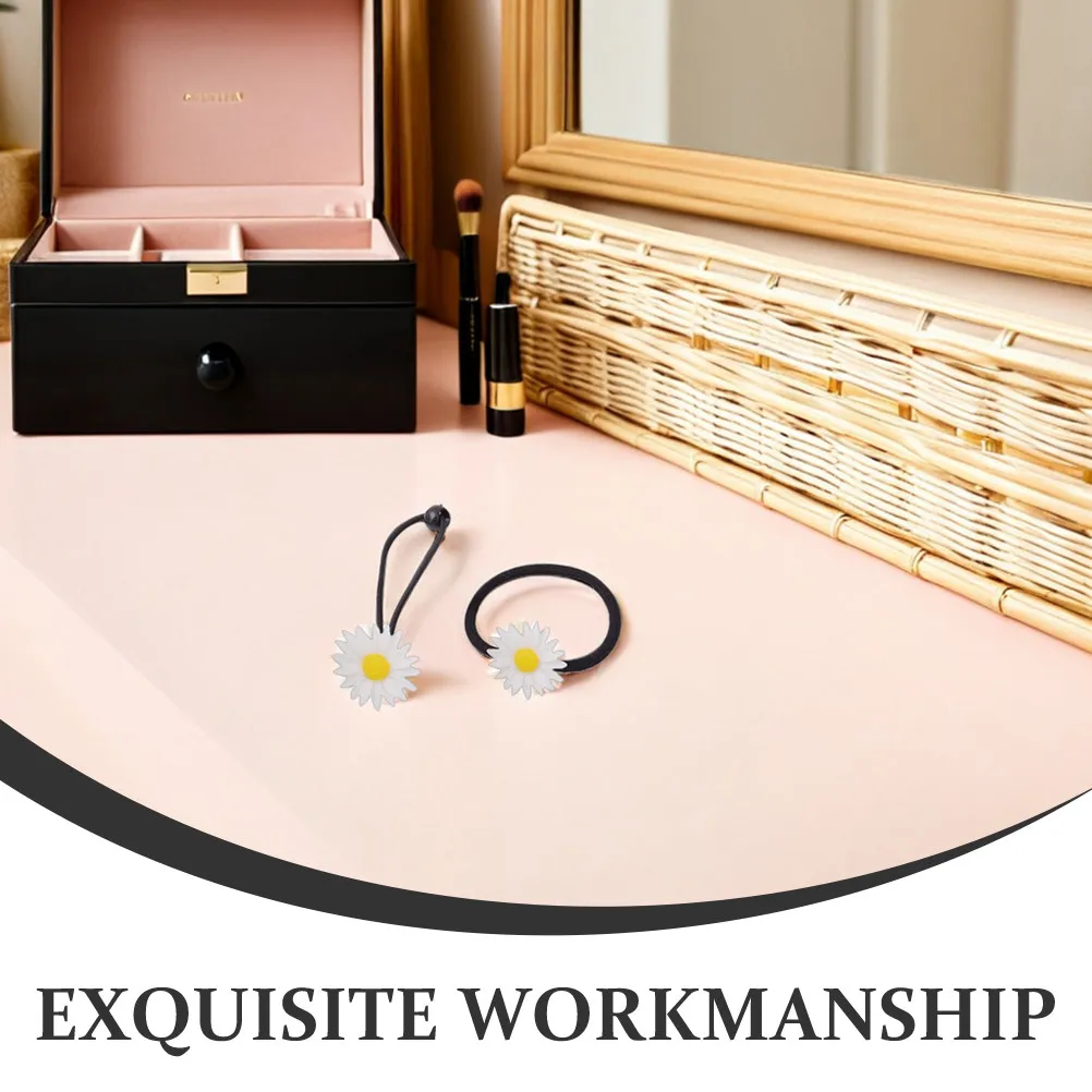 6Pcs Daisy Flower Hair Accessories Kit Flower Simulation Hairband Hair Rope Clip for Women Wedding Party Travel Daily Use