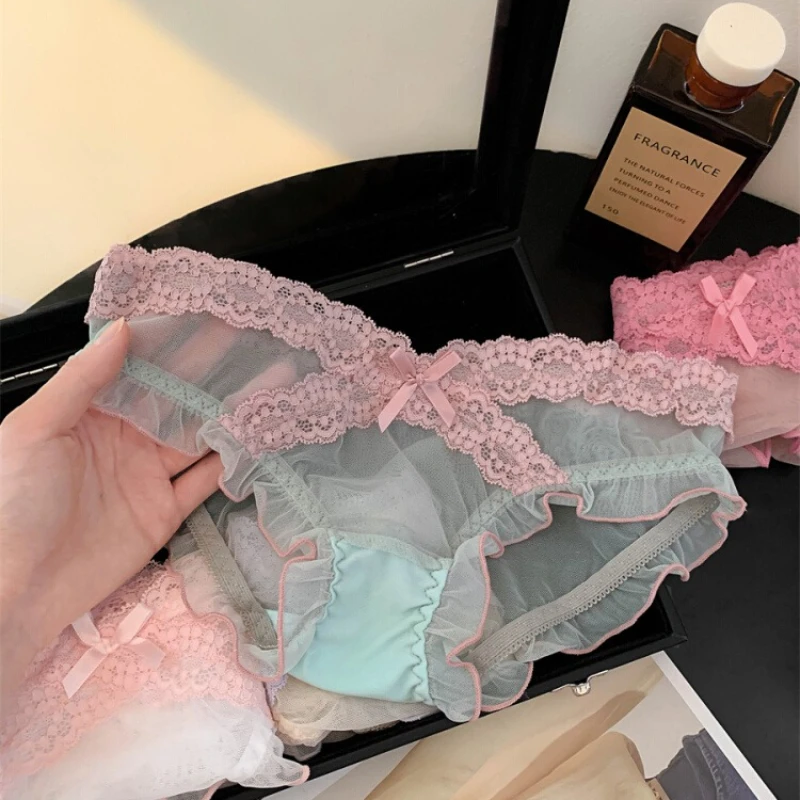 

Кружевные сетчатые трусики во французском стиле, женское сексуальное нижнее белье, новинка 2025 года, модное тонкое удобное мягкое элегантное женское нижнее белье для девочек