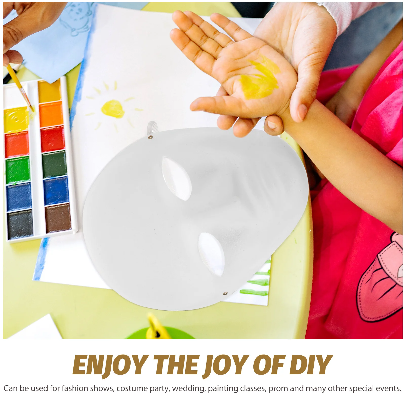 4pcs DIY Hand Painted Masks Blank Pulp Masquerade for Kids Party Halloween Costume Prom Class Craft Design