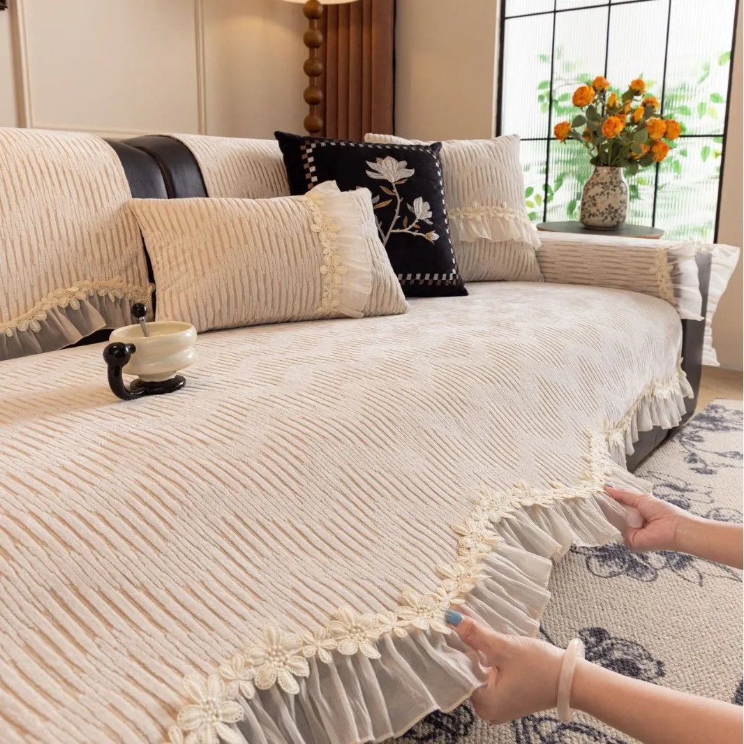 Solid Color Plush Chenille Sofa Cushion 2026 New Four Seasons Universal Simple Modern Cushion Non-Slip Sofa Cover