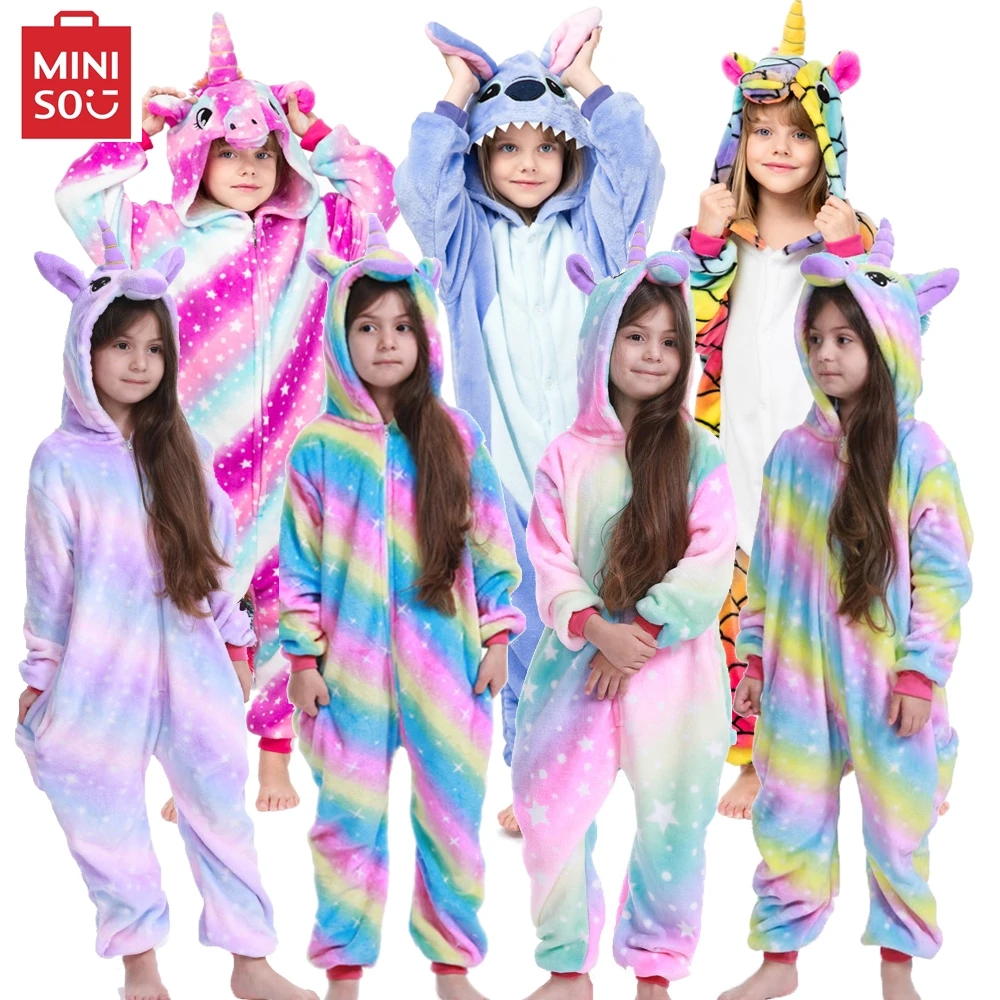 Ragazzi stitch coperta sleeper girls unicorn kigurumi tutine bambini dinosaur flanella sleepwear panda pigiama tuta per bambini