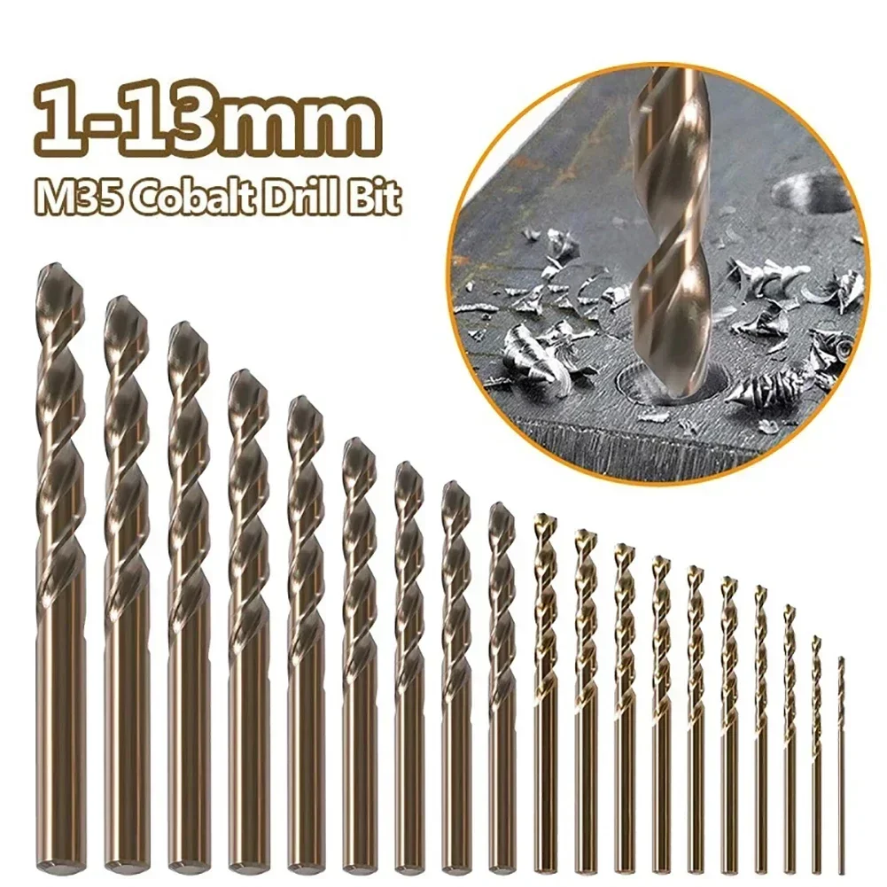1pc Cobalt HSS Drill Bit M35 Metalworking Stainless Steel Drilling Tool Accessories Metal Drilling Cutter 1-13mm Dia Round Shank
