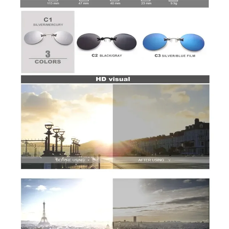 Clip on Nose Round Glasses Matrix Morpheus Sunglasses Rimless Driving Glasses Vintage Men Eyeglasses Personalized Lentes De Sol