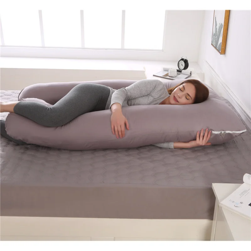 Almohada de embarazo para lactancia de cuerpo completo, almohada de maternidad en forma de U para dormir con funda de algodón extraíble, novedad de