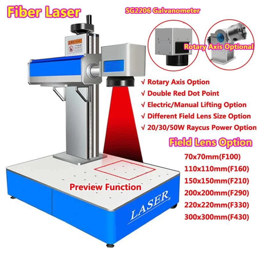 

100W 70W 50W Optical Fiber Laser Engraving Marking Cutting Machine Raycus 30W Jewelry Gold Silver Steel Engraver Rotary Axis