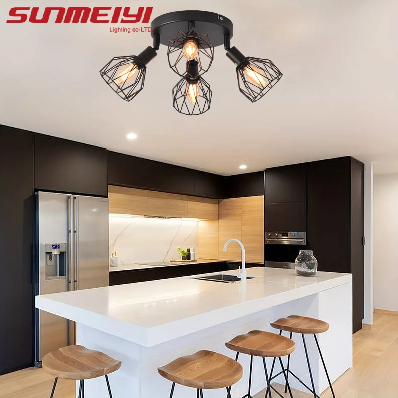 

Nordic Simple Kitchen Embedded Ceiling Lamp E14 Bulb Farmhouse Restaurant Bedroom Corridor Four Head Lamp