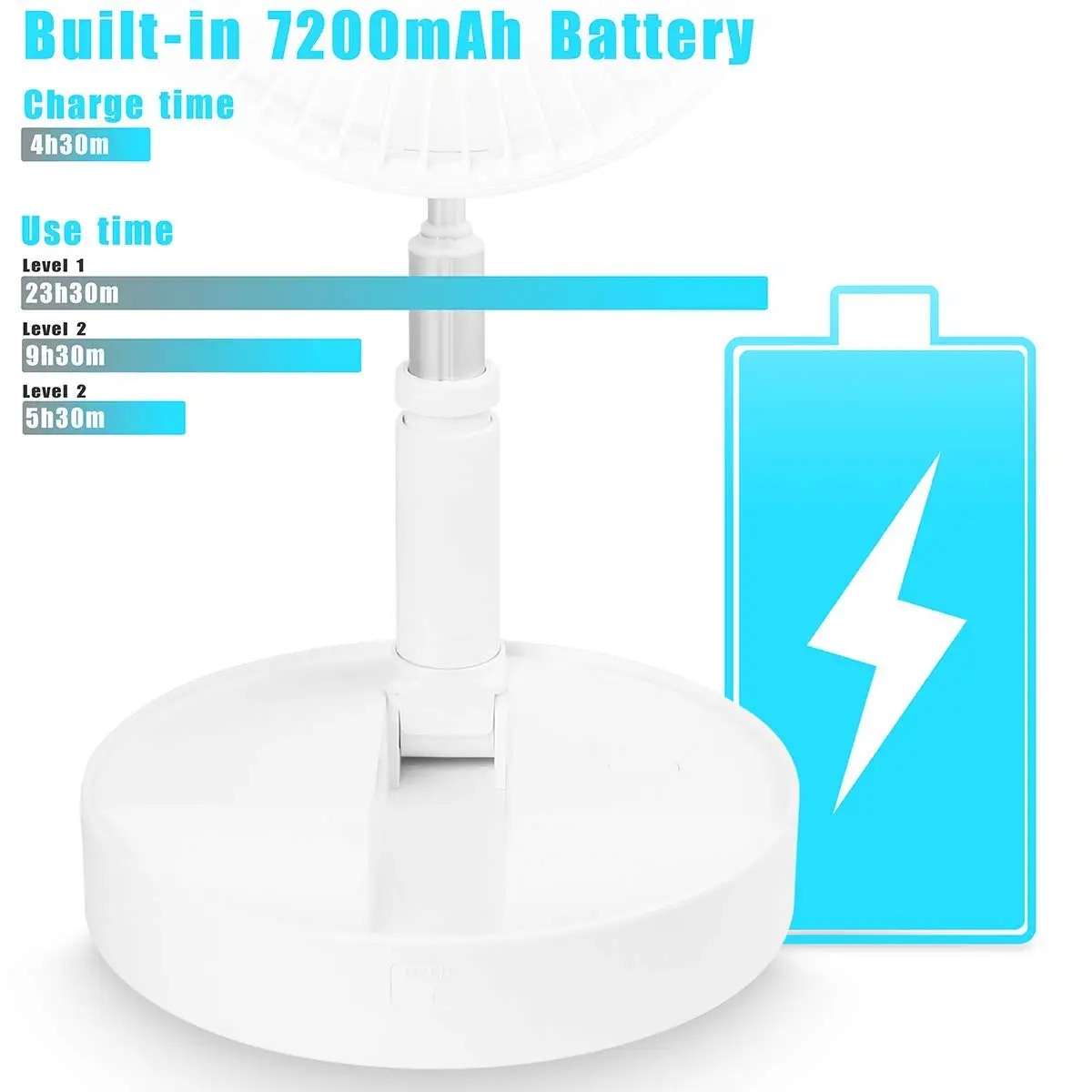 Type-C Rechargeable Portable Folding Remote Control Fan Standing Cooling Telescopic Foldable Electric Fan