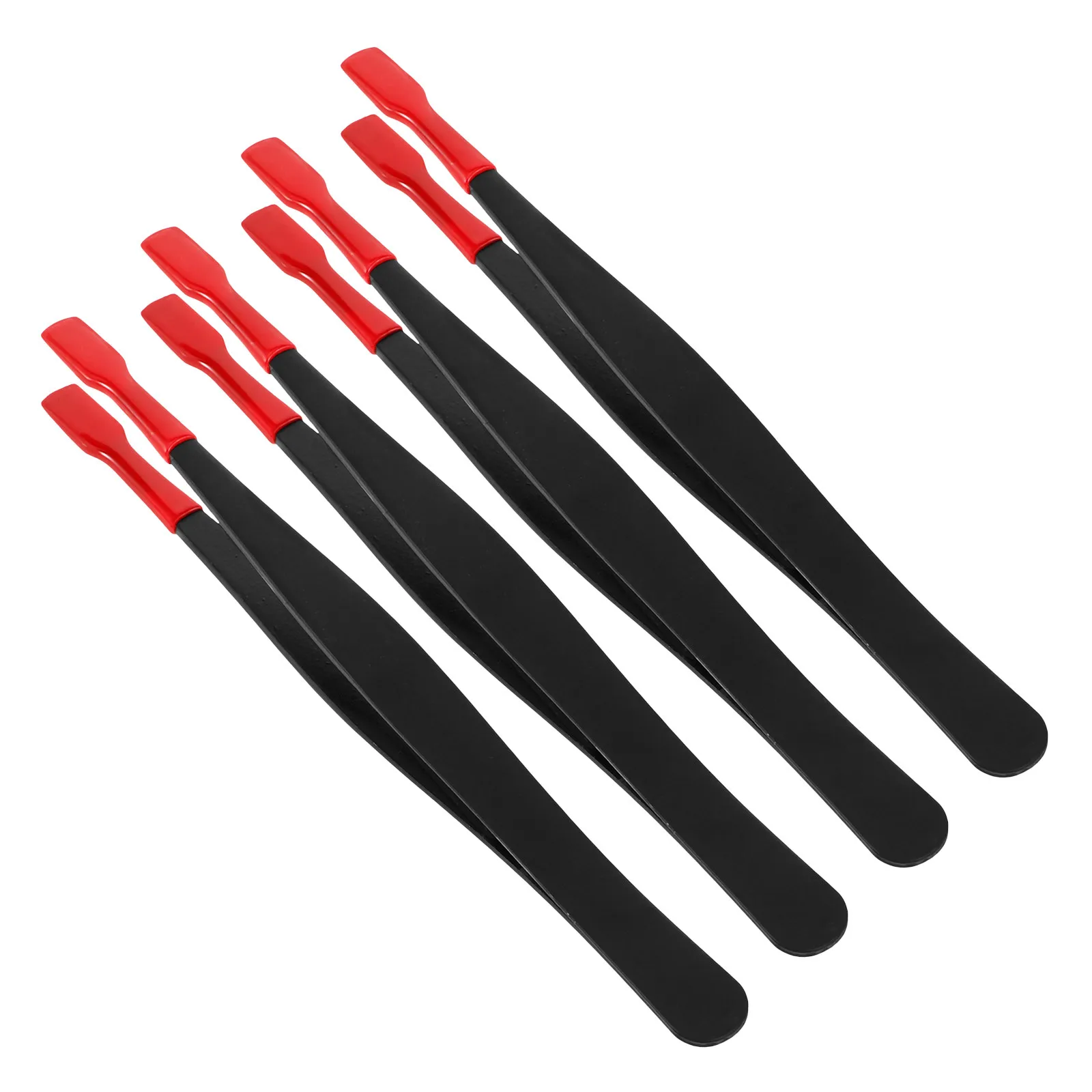 4Pcs Stainless Steel Clip Tweezers Flat Bent Rubber Tips Stamp Coin Handling Paper Sorting Collector Supplies Long Tweezers