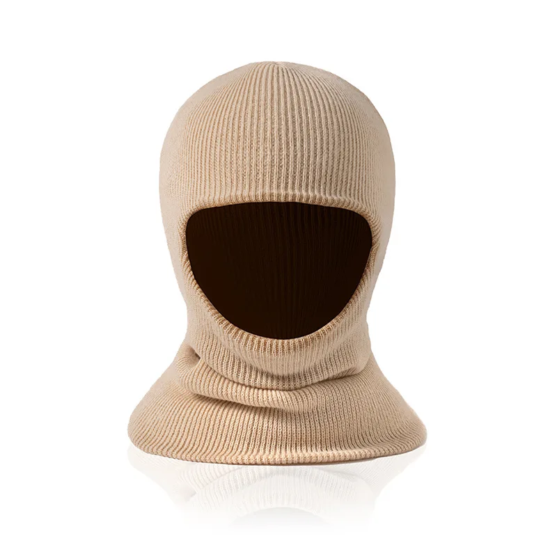 Children's cold-proof face mask, brim, cap, brim, woolen cap, ski knitted cap, outdoor warm long tube head cover