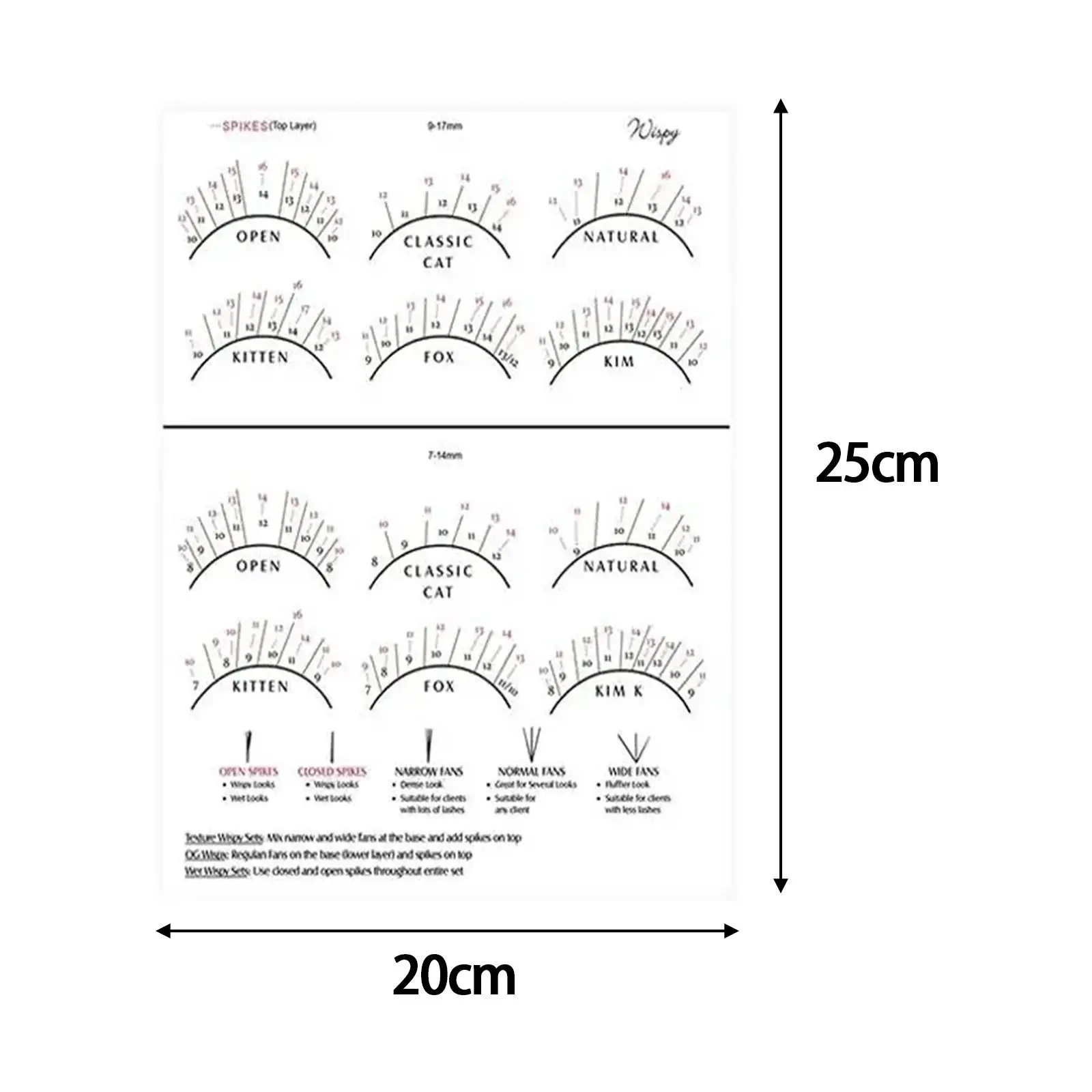 Gráfico de prática de papel para cílios, treinamento para iniciantes, apostila de extensão, cílios
