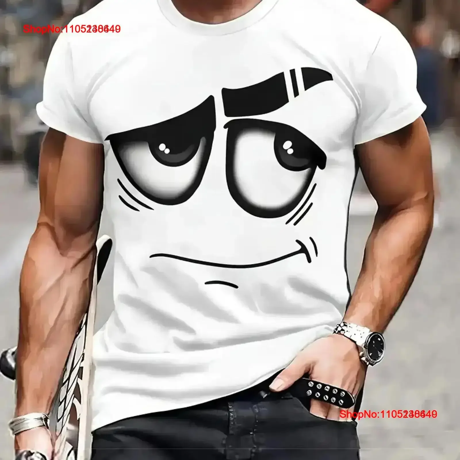 Anime Monster In Panic Pattern Men's Novelty Crew Neck T shirt vintage Washed homme Soft fashion graphic Stretched streetwear