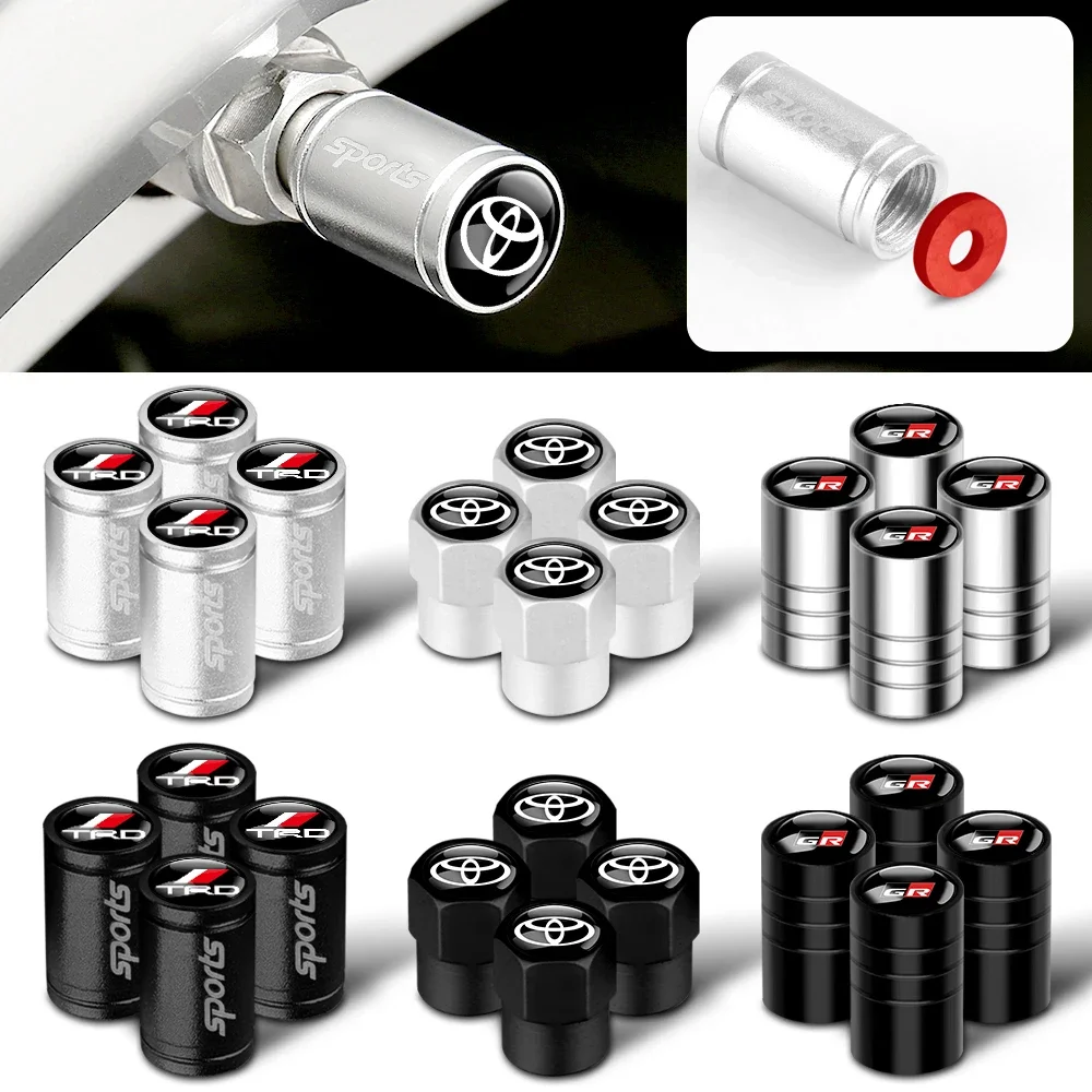 3D Metal Car Wheel Tire Valve Caps Stem Caps Badge Accessories For Toyota Prado Aqua Hilux Rav4 Camry Prius TRD Venza GR Yaris