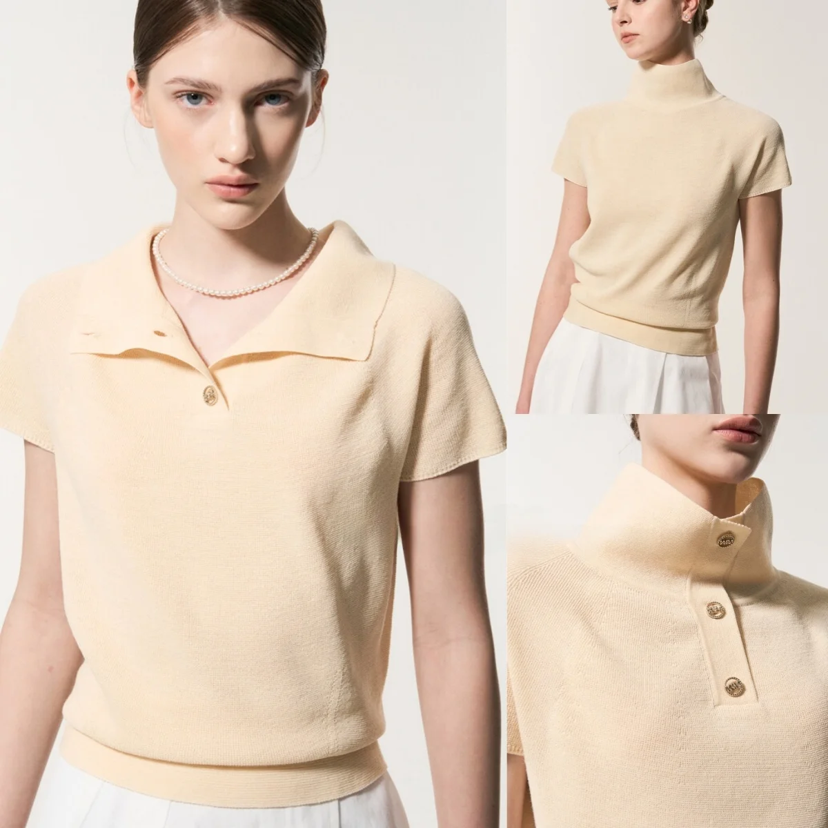

Versatile Elastic Knitwear ort Sve Tee Ways to Wear It Commute Friendly Korean Sle Flip Collar Regular Length