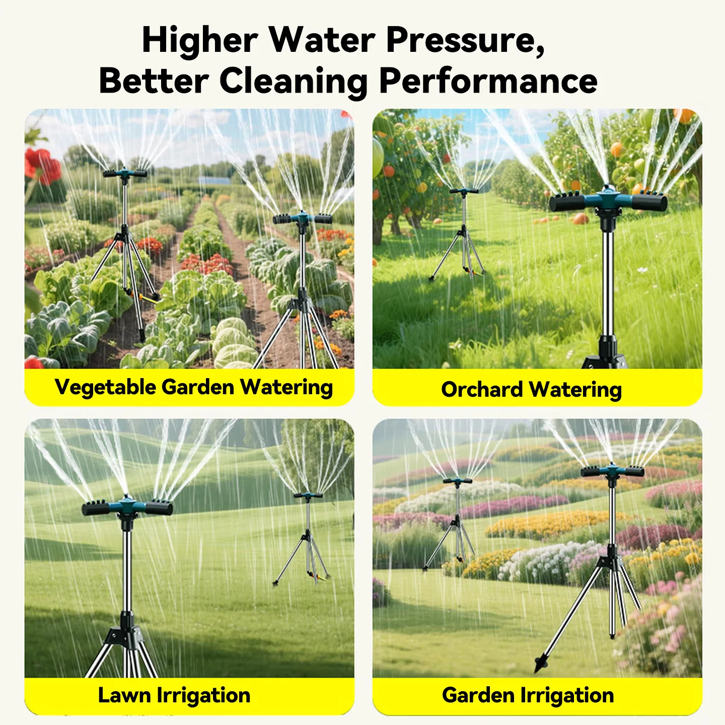 360° Auto Rotating Garden Sprinkler Elevated Lawn Irrigation Sprayer with Stand Large Coverage Watering Tool for Yard Greening