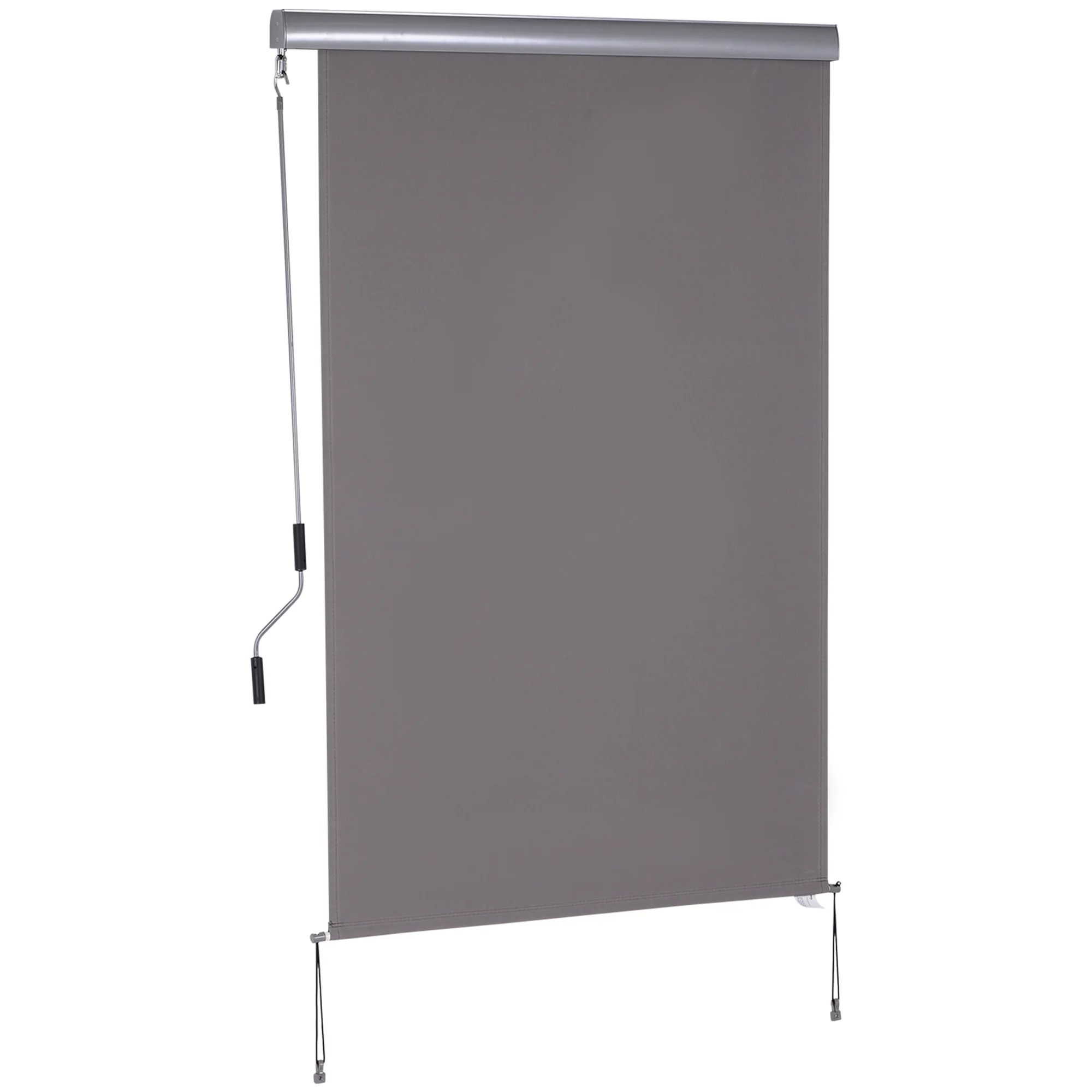 Vertikale Markise Balkonmarkise 120 x 200 cm, Vertikale Markise Windschutz Sichtschutz mit Handkurbel in Grau, Versand aus der EU