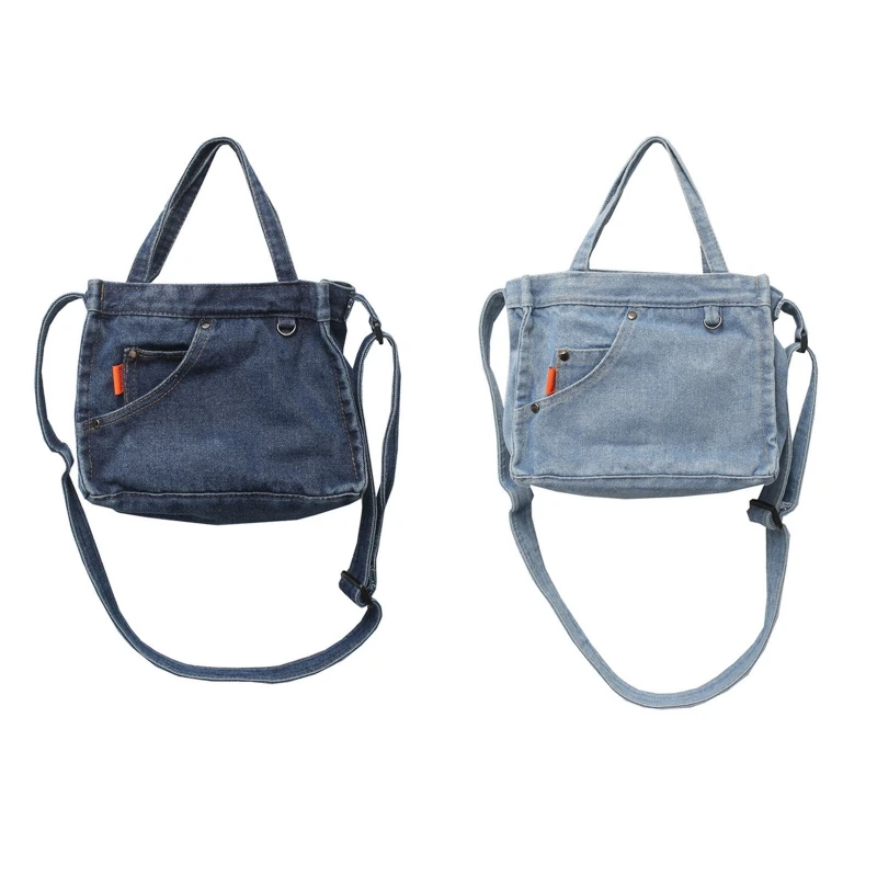 Travel Crossbody Bag Shoulder Bag Messenger Bag with Pockets Anti-theft Retro Denim Blue Handbags for University Drop Shipping