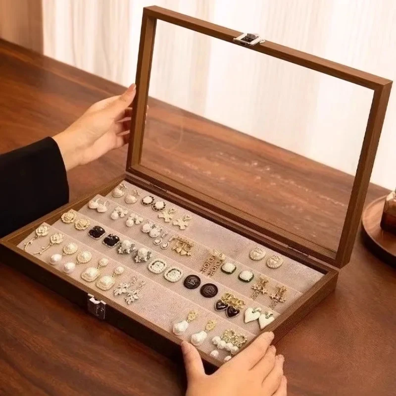 

Transparent Jewelry Displays Box Glass Earrings Showcase Cases Eardrop Jewellery Storage Case Household Earring Organizer Boxes