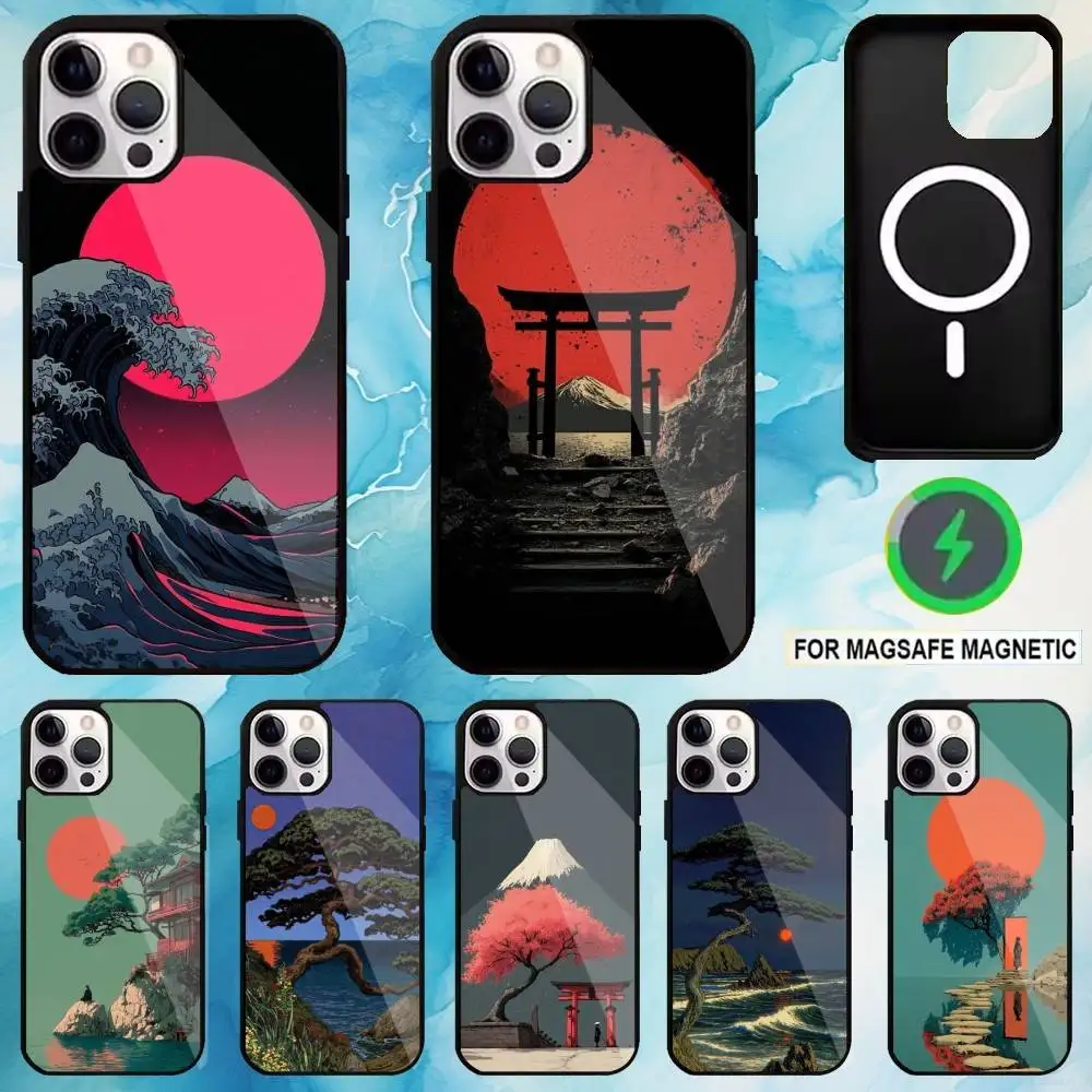 

Japanese landscape painting Phone Case For iPhone17,16,15,14,13,12,11 Plus,Pro Max Magnetic For Magsafe Wireless Charging