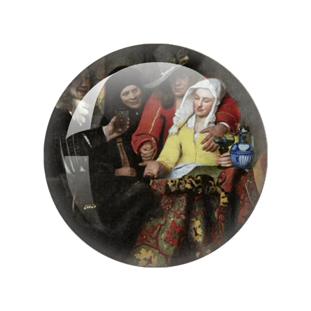 12pcs/lot Art Oil Painting Pearl Girl Vermmer 12mm-40mm Round Photo Glass Cabochon Demo Flatback Jewelry Making Findings Gift