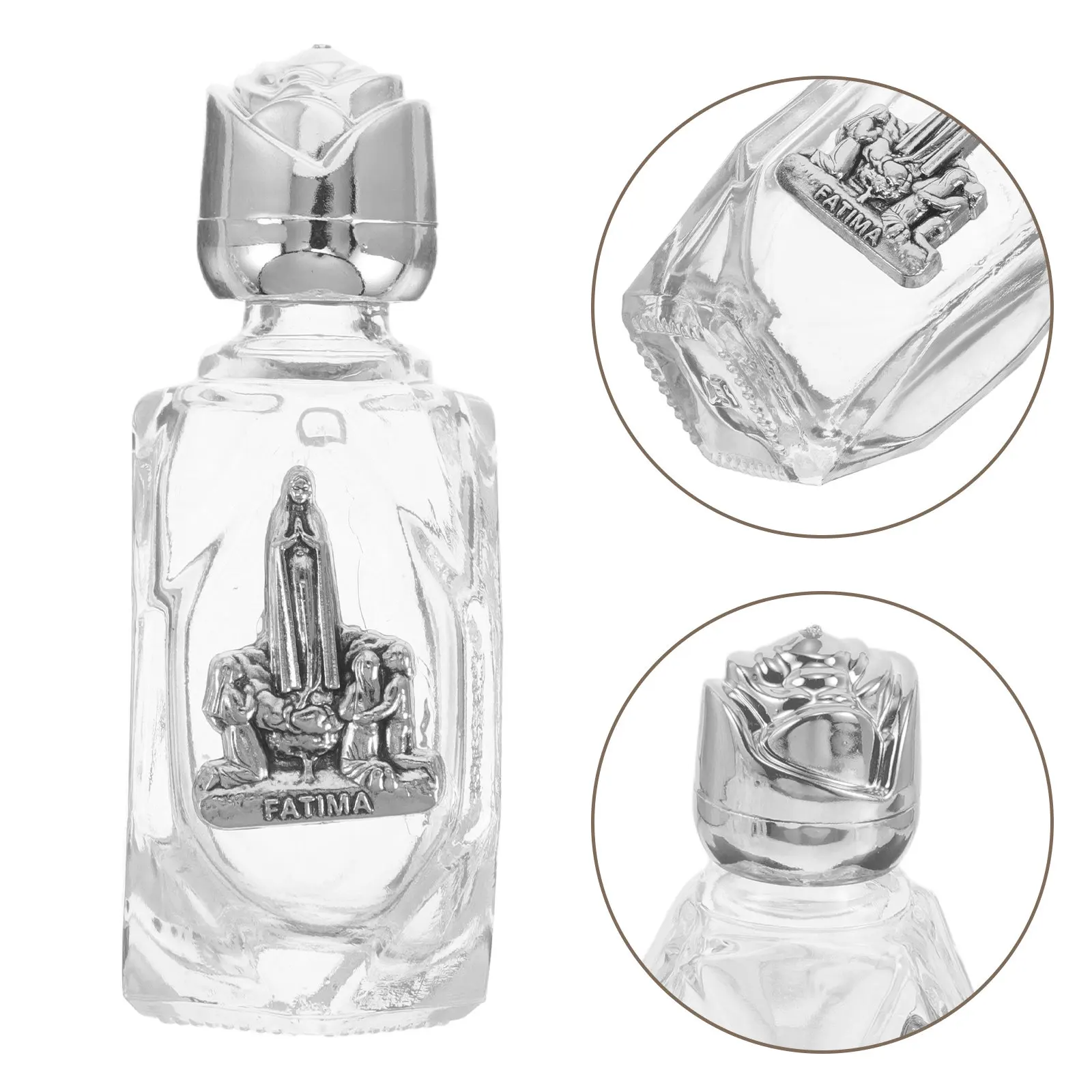 4Pcs 16Ml Elegant Glass Holy Water Bottles Rose Design Refillable Baptism Containers Religious Ceremony Decor Home Blessing
