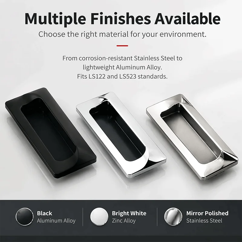 LS122 cabinet door handle, stainless steel door handle, plastic embedded handle, invisible drawer, concealed door handle