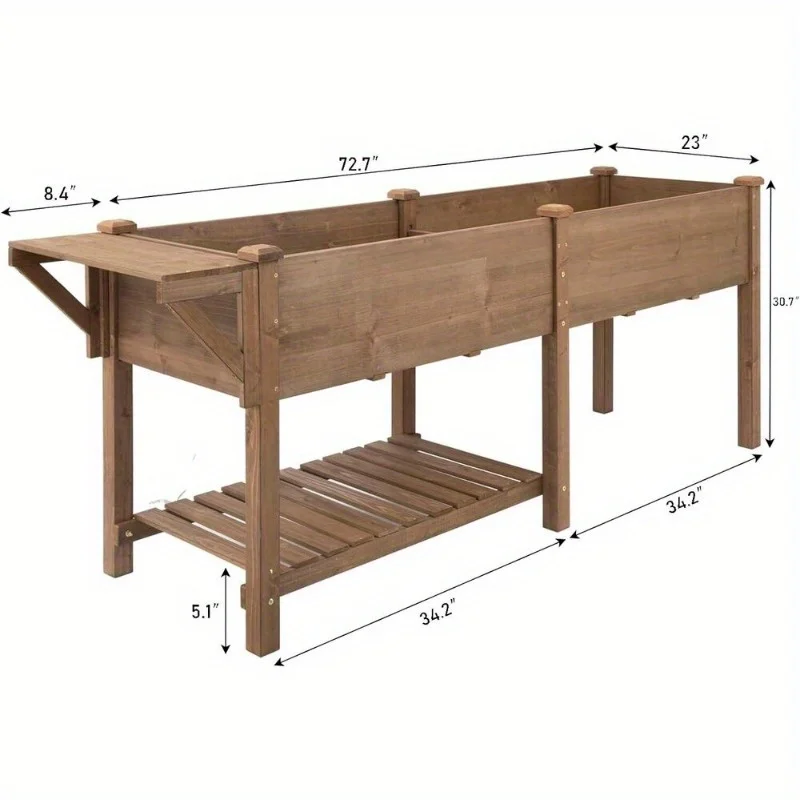 Raised Garden Bed Outdoor Wooden Elevated Garden Box with Legs, Brown