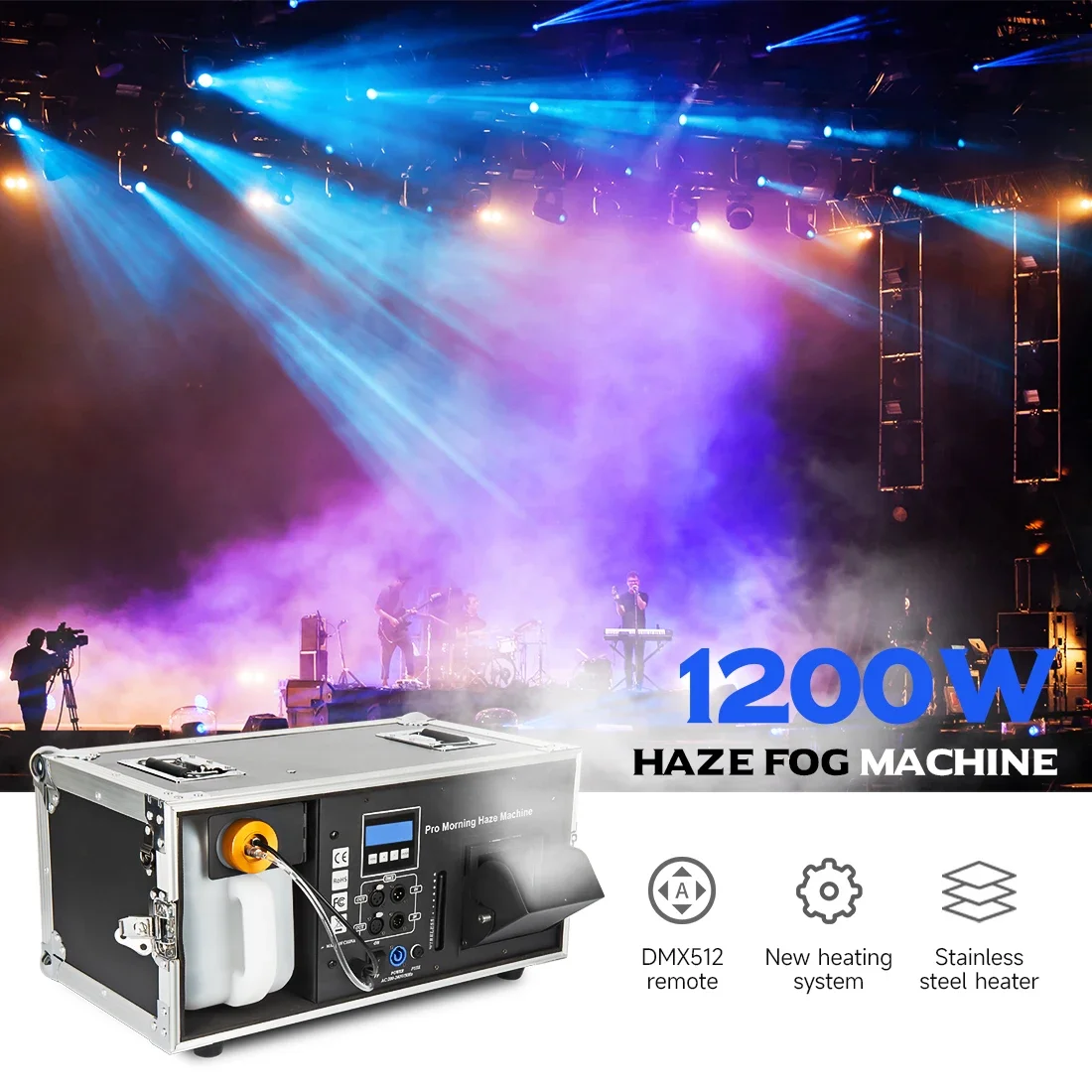 Machine à Brume à Base d'Eau, 1200W, Angle DMX Réglable, pour Discothèque, DJ