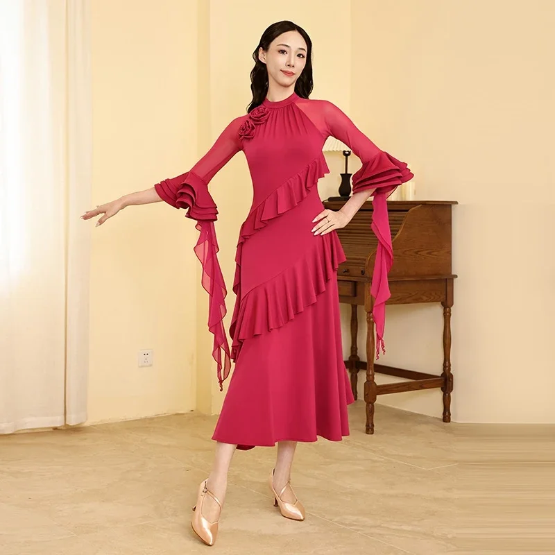

New Waltz Ballroom Dance Competition Clothes Women'S Latin Dance Costume Adults Modern Dancing Suits Practice Wear