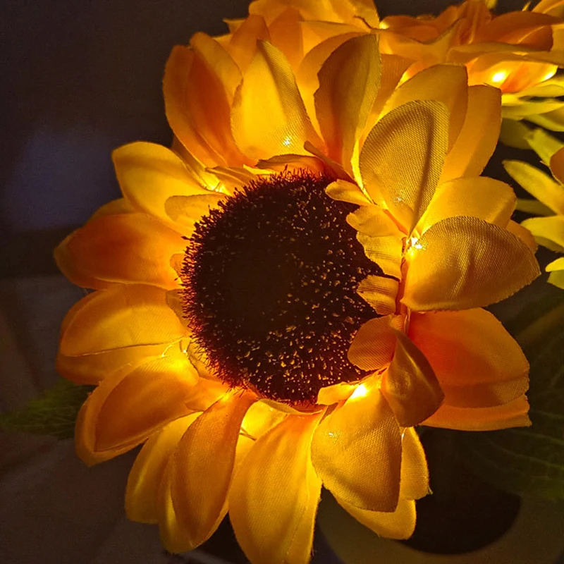 Luz decorativa de girasol de tulipán Artificial, lámpara de dormitorio recargable, luz nocturna creativa para niños, amigo, regalo de vacaciones de cumpleaños