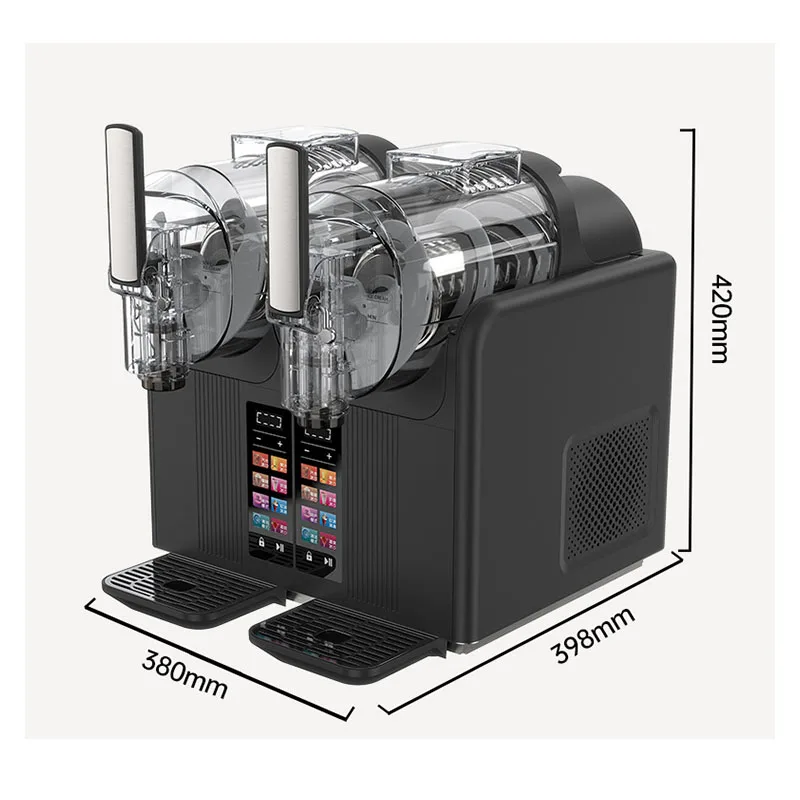 Double Tank Commercial Slush Machine Countertop Dual Cylinder Frozen Drink Slush Maker Touch Screen Smoothie Ice Slush Machine