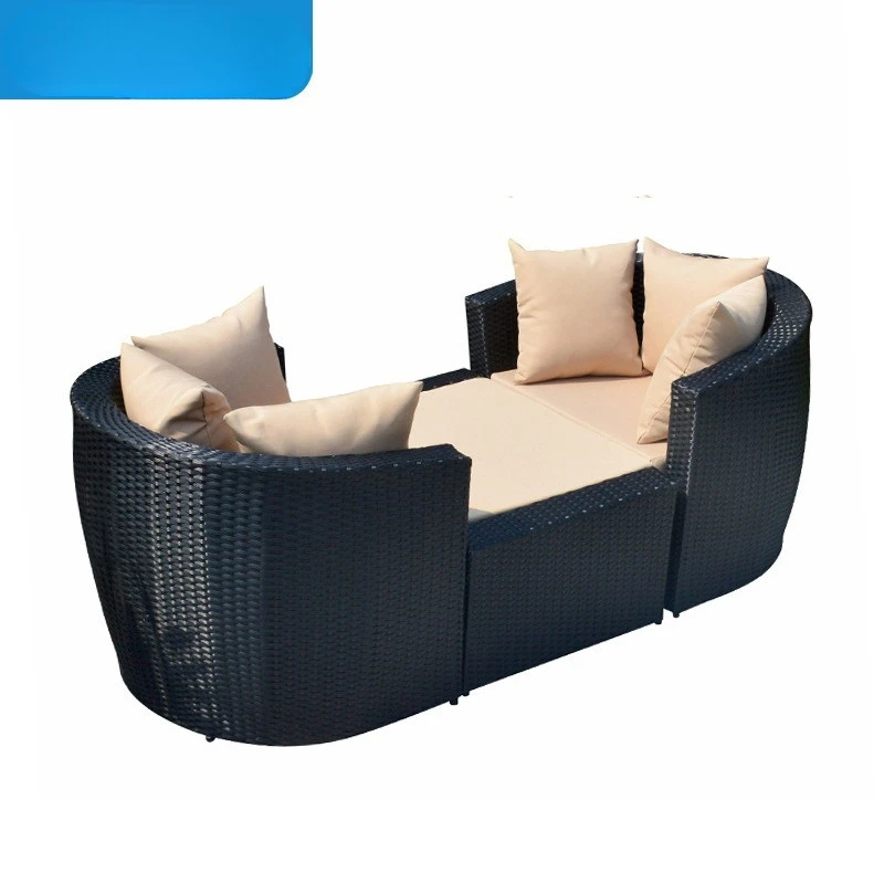 

Outdoor recliner outdoor balcony open-air garden courtyard rattan bed sun room beach rattan chair people lazy sofa
