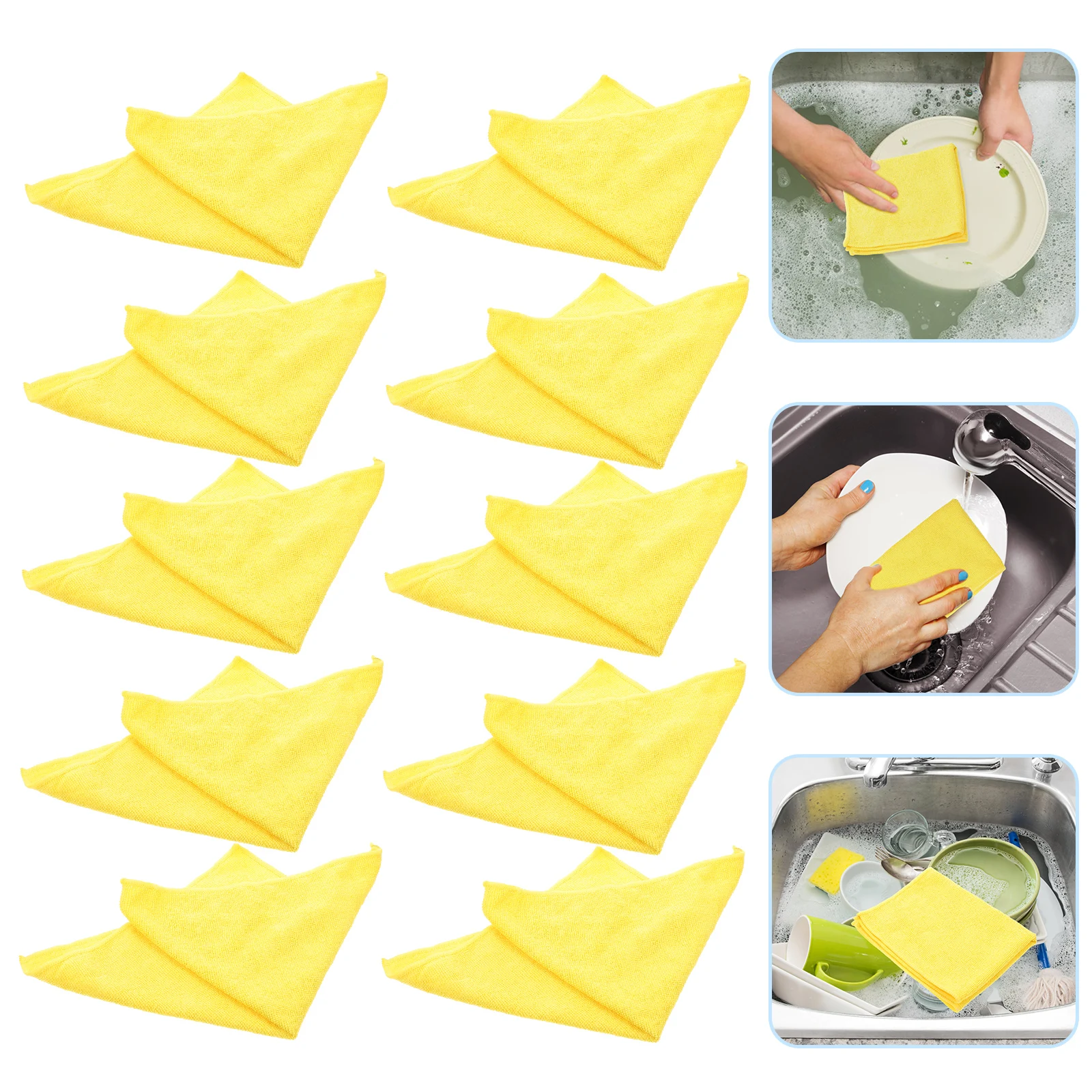 

10 Pcs Cleaning Towel Thicken Towels Kitchen Microfiber Drinks Wiping Duster Cloth Dish Practical