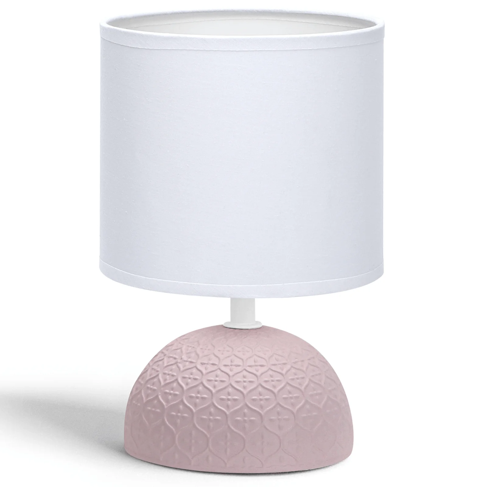 Aigostar Lámpara de cerámica de mesa,, pantalla de tela color blanco, casquillo E14