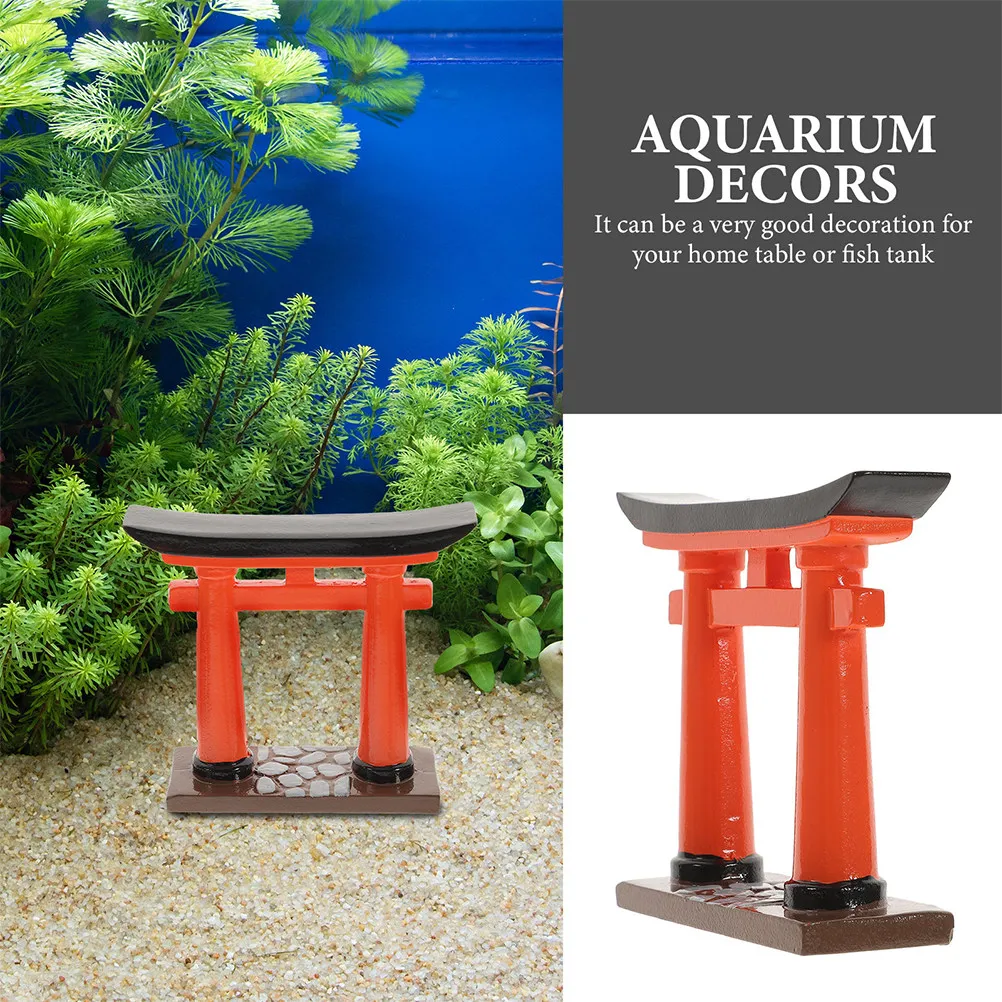 2Pcs Japanese Torii Gate Simulation Resin Miniature Torii Decoration Aquarium Garden Micro Landscape Props Garden Micro Decor