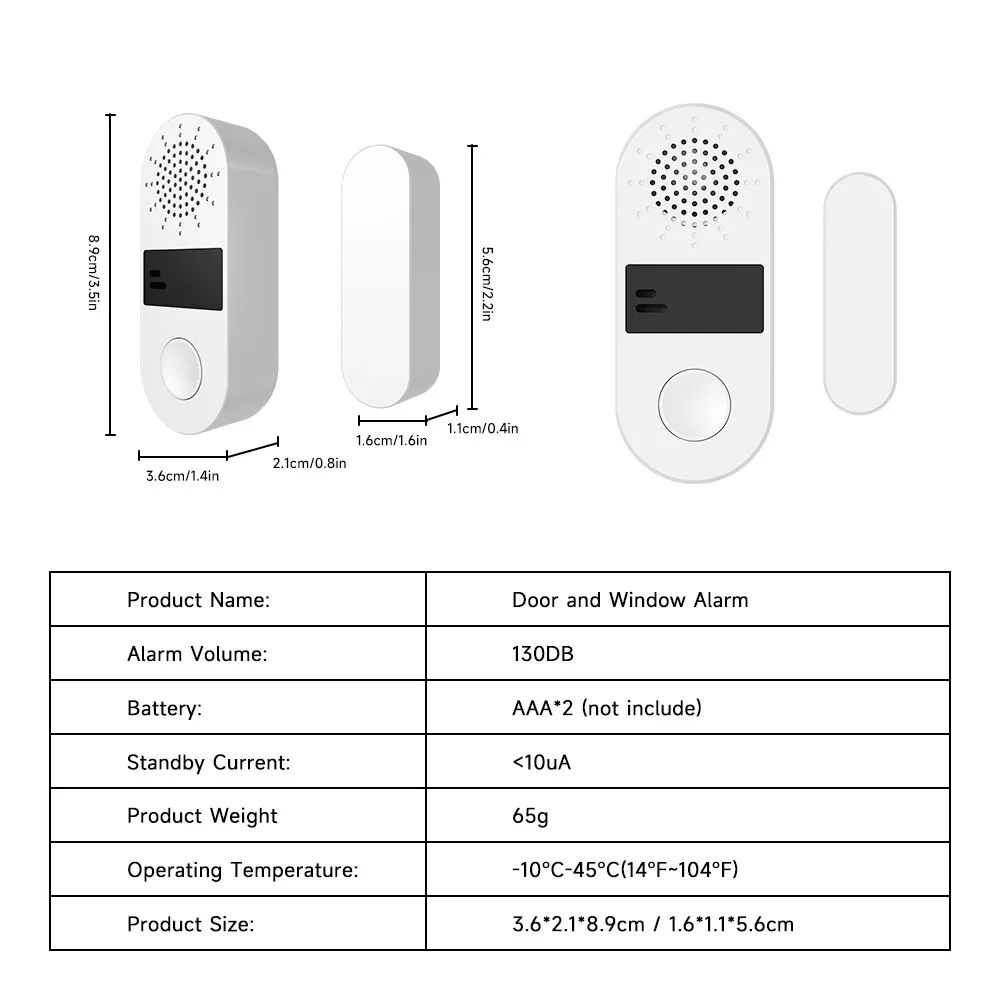 Sensore per porte e finestre Allarme sonoro e luminoso Home Safe Antifurto Sensore magnetico per porta wireless 130DB Magnete per porta non intelligente