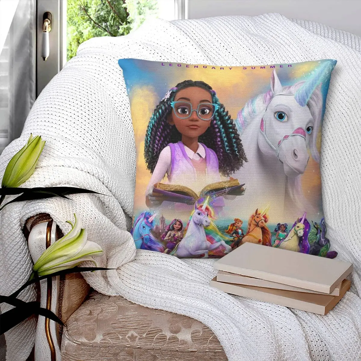 Unicorn Academy Square Pillowcase Pillow Cover Polyester Cushion Decor Comfort Throw Pillow for Home Bedroom