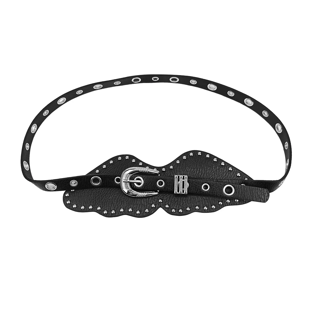 แฟชั่นสตรีทสไตล์ยุโรปและอเมริกา เข็มขัดสไตล์พังก์สําหรับผู้หญิง กระโปรง เข็มขัดประดับมีหนาม เข็มขัดกางเกงอเนกประสงค์