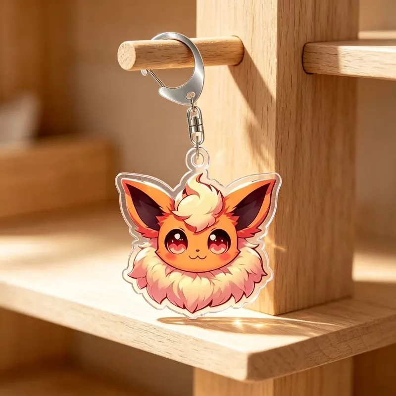For Pokemon Elf Glaceon Eevee Umbreon Flareon Jolteon Vaporeon Acrylic Selfmade Original Cute Cartoon Anime Keychain Pendant Toy