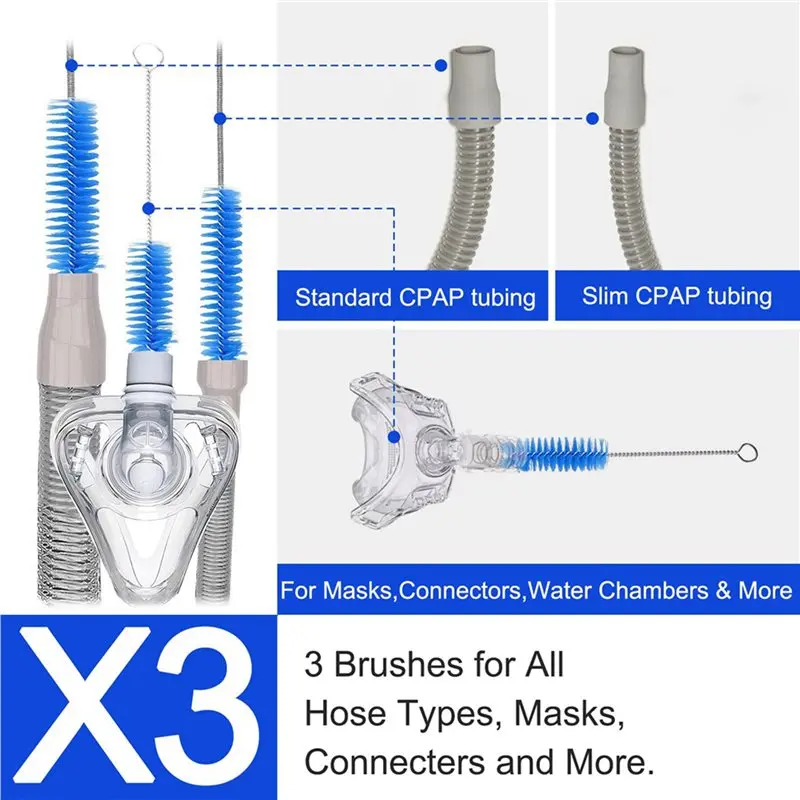 【NIE DOSTĘPNE】8-częściowy zestaw szczotek do czyszczenia rurek CPAP, odpowiedni do standardowych rurek i masek CPAP o średnicy od 15 do 22 mm