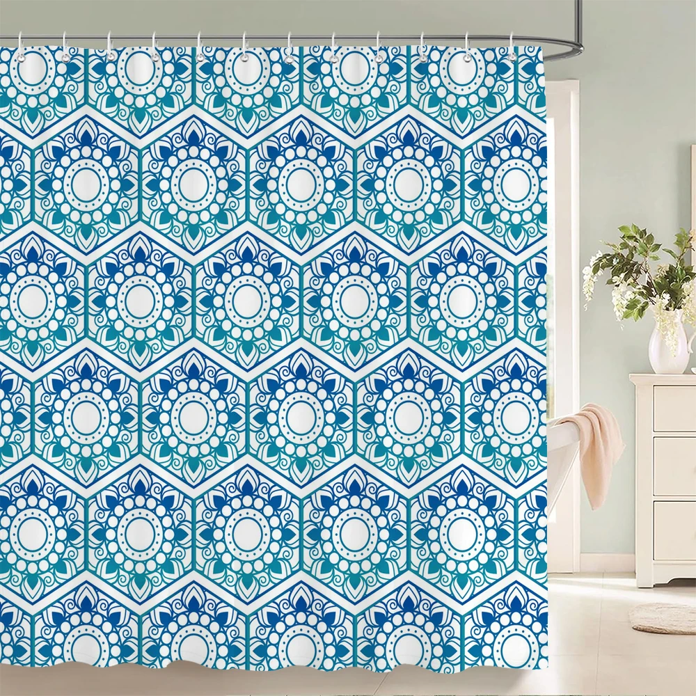 

Ткань с геометрическим узором, водонепроницаемая занавеска для душа, занавески для ванной комнаты, красочные полосы, декор для ванны, ширма для ванны с 12 крючками