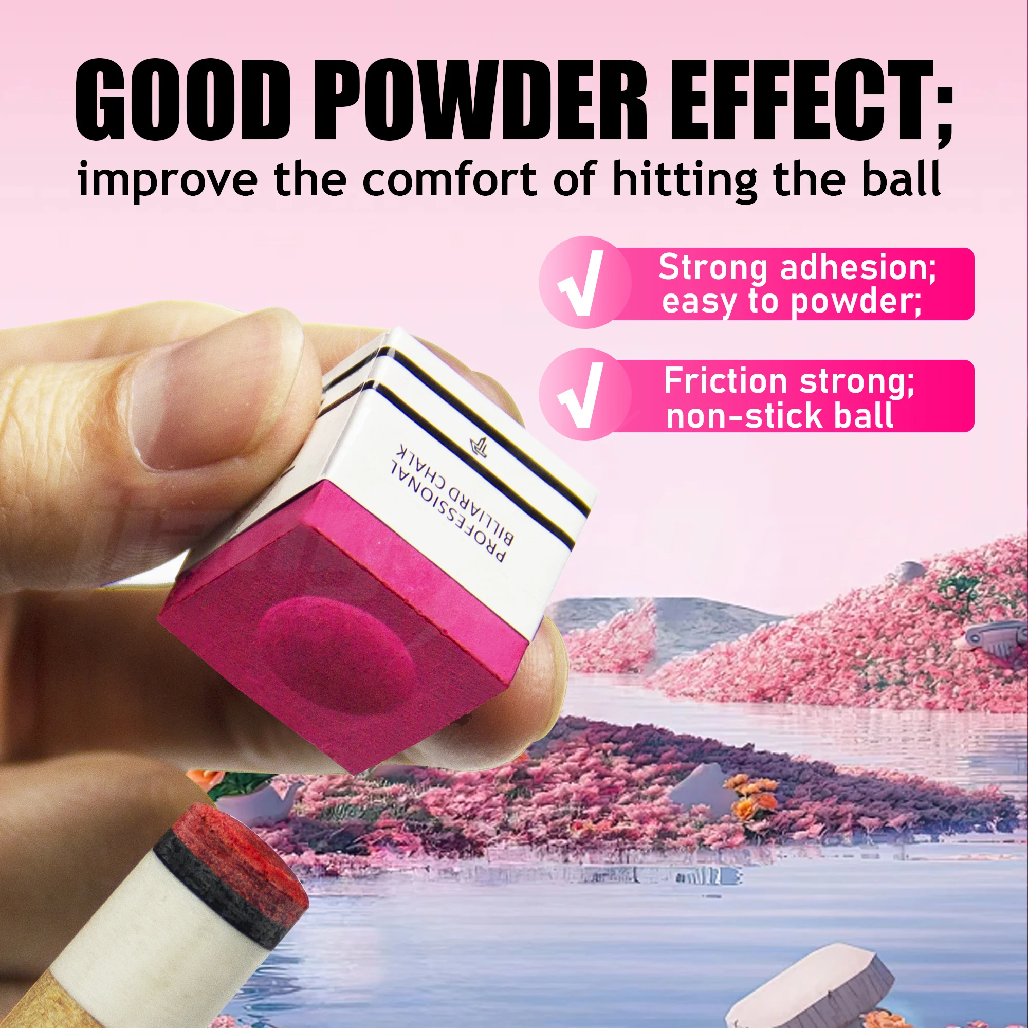 

1 шт. бильярдный мел премиум-класса для наконечника кия, нескользящий тонкий порошок, равномерное применение, кий для снукера, долговечная ручка