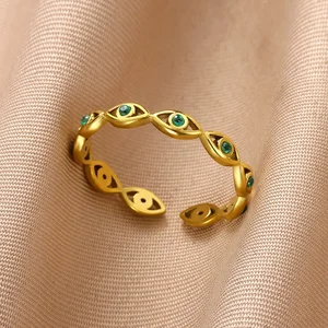 Zarif zirkon nazar yüzükler, ayçiçeği yüzük, paslanmaz çelik, deniz kaplumbağası kadın yıldızı, altın, charm takı, aksesuarlar, düğün, hediye ringde en çok satılan 8 deniz kaplumbağası no. 1