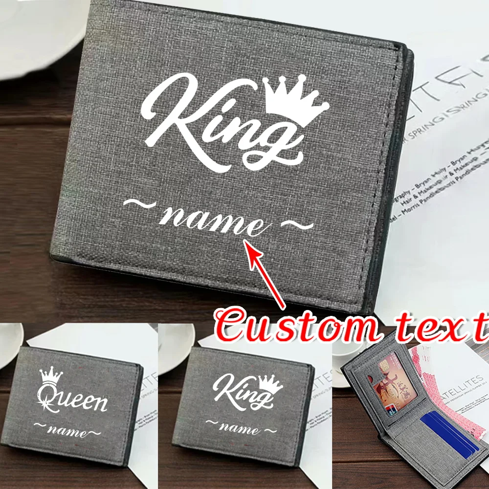 

Personalized Customization Name Grey Wallet ID Card Bank Card Multifunctional Storage Bag High-quality and Durable Wallet