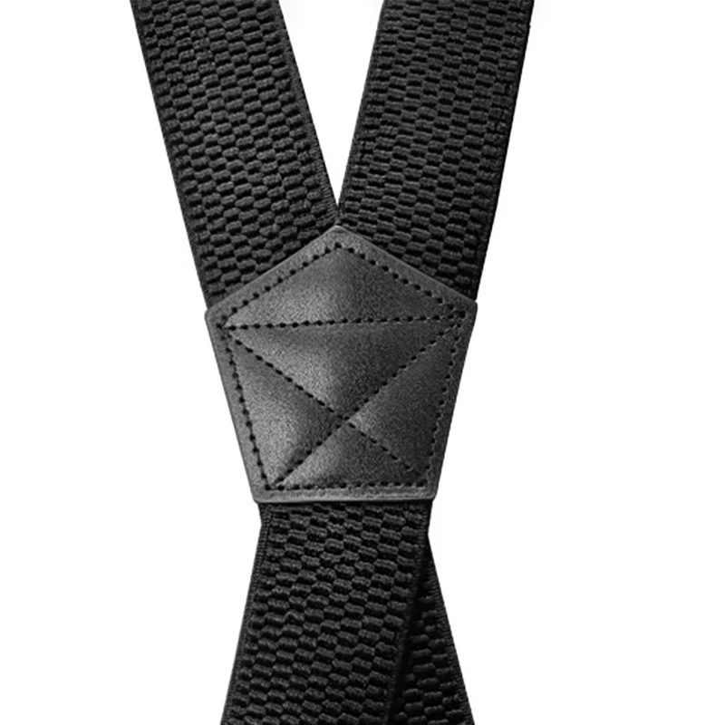 Heavy Duty Work Suspenders for Men  Wide X-Back with Plastic Gripper Clasps Adjustable Elastic Trouser Pants Braces-Black ﻿ image 2