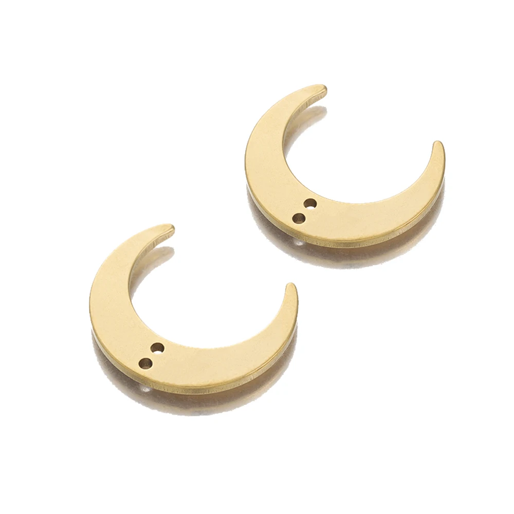 5Pcs Moon Connector Stainless Steel Moon Charm With Double Holes Celestial Earring Charm Diy For Jewelry Making Supplies 17x20mm