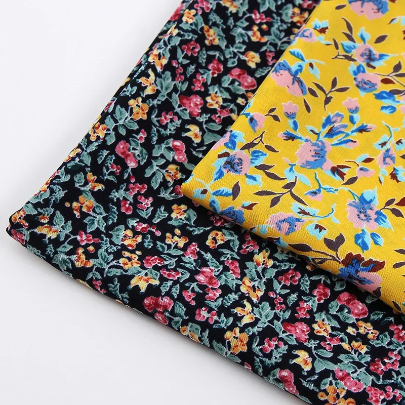 

Small Floral Chiffon Fabric for Sewing 100% Polyester Printed Cloth DIY Women Dress Handmade Quilting Material