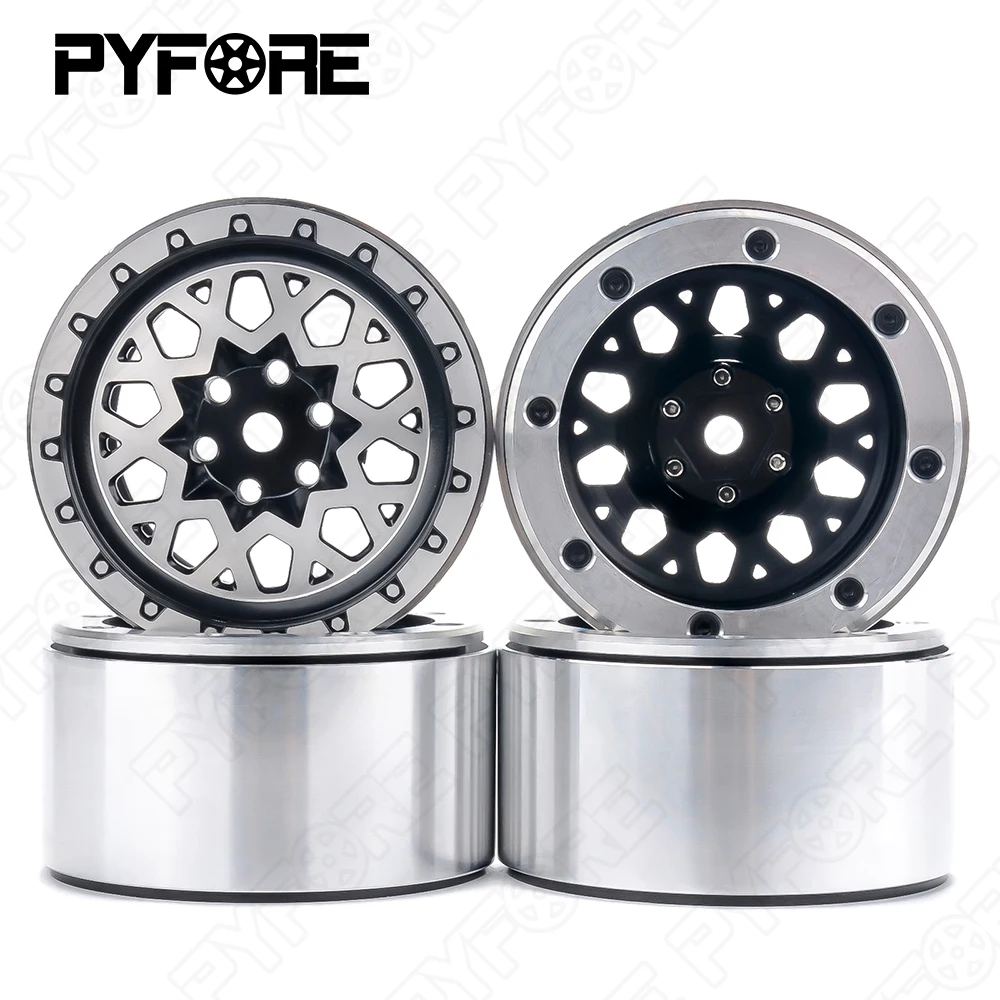 PYFORE 4pcs 2.2in Metal Wheel Hub 64mm*48mm Adapter 12mm for 1/8 1/10 Remote Crawler Car Wheel Hub W38