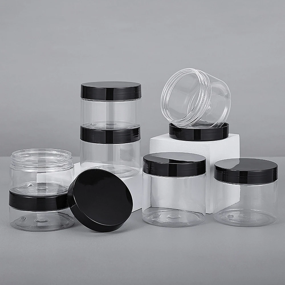 10/30pcs 50ml 100ml 150ml 250ml Empty Cosmetic Cream Jar with Aluminum Lid Clear Plastic Storage Container PET Makeup Pot Travel